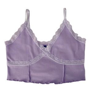 (L) H&M Cropped Top, lace, spaghetti strap, stretch, like new